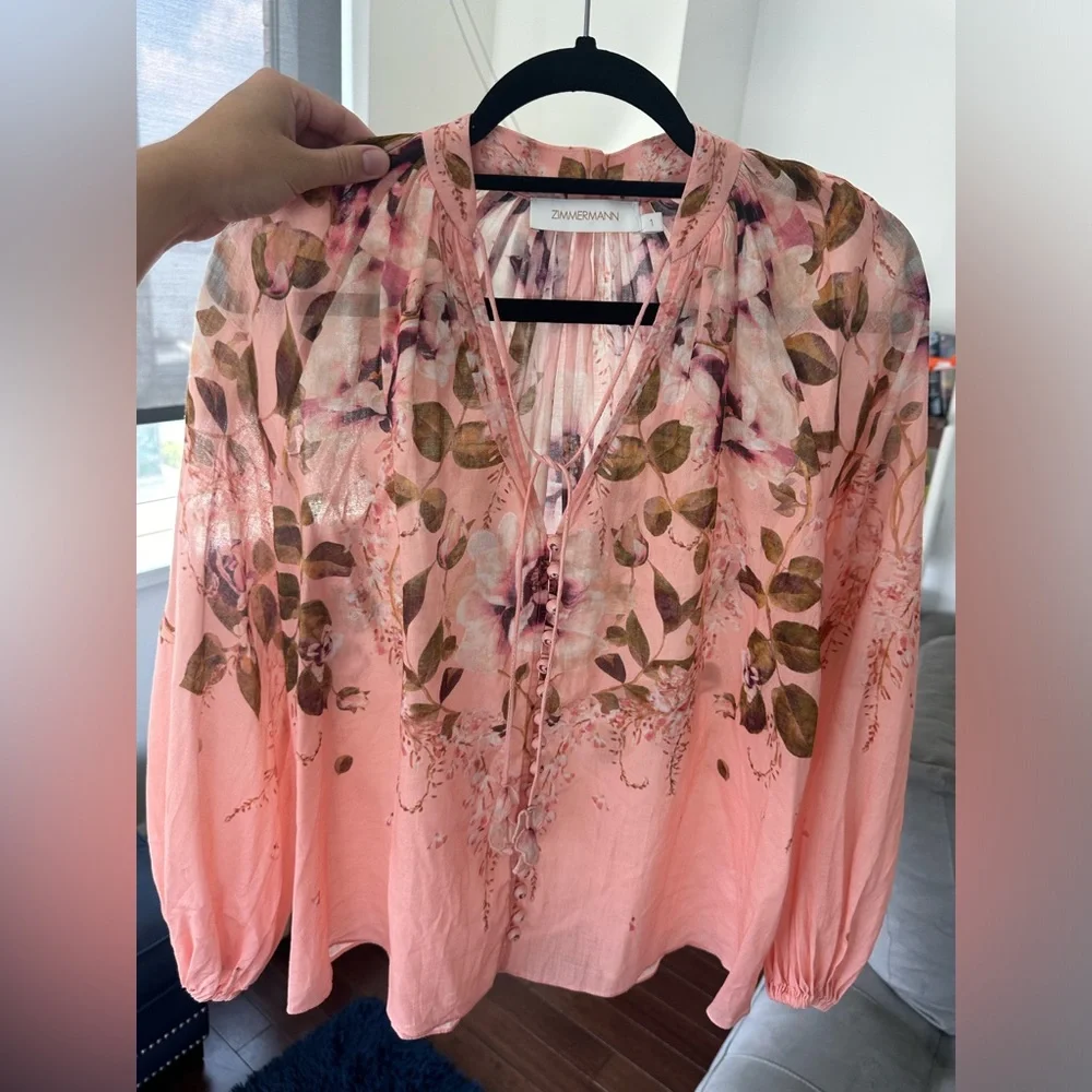 SOLD!! Zimmermann Women's Rosa Floral Tie-Neck Blouse Size 1 US 6-8 New - Picture 16 of 16